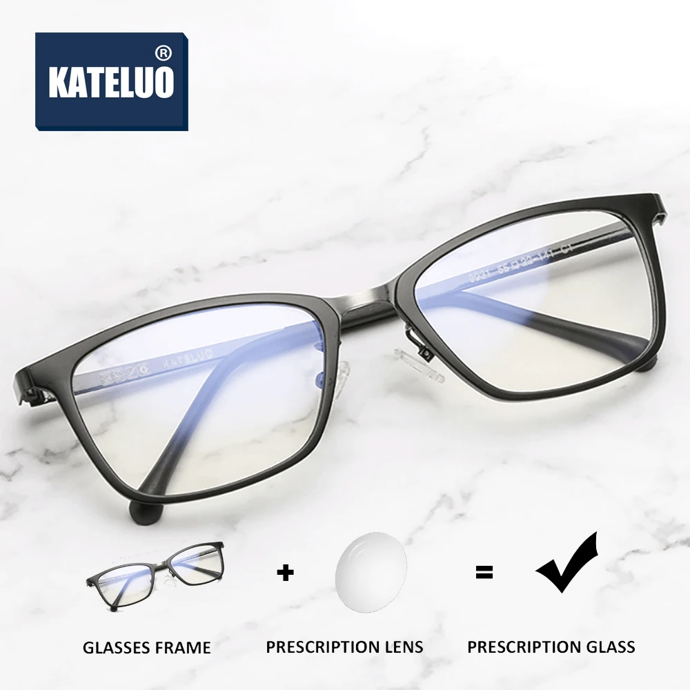 

KATELUO Alloy Photochromic Prescription Glasses Men's Optical Eyeglasses Frame Myopia Eyeglasses Glasses Frame 9931