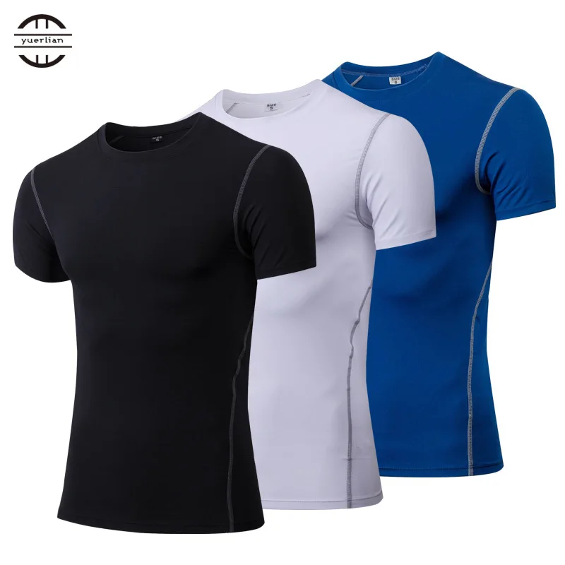 Quick Dry Sport Shirt Men Running Fitness Soccer Basketball Jersey Gym Shirt man Sportswear Compress Tights man\'s t-shirt