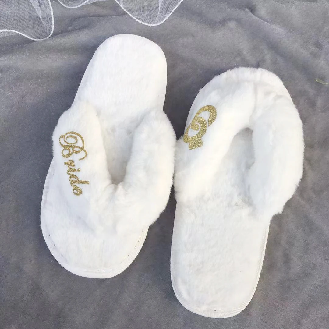 

Personalized Soft Flur Flip Flop Bridal Shower Party Slippers Bride Bridesmaid Maid of Honor Gifts For Wedding Birthday Gift