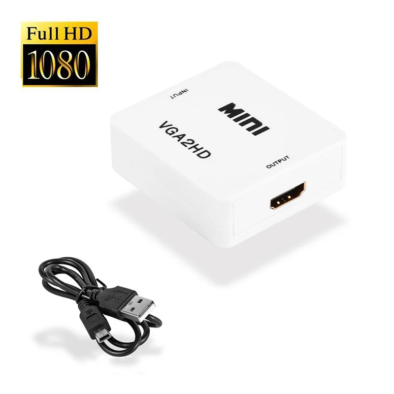 1080P VGA do HDMI-kompatybilny Adapter złącze konwertera VGA2HD z Port Audio dla PC Laptop dla projektor HDTV videobox