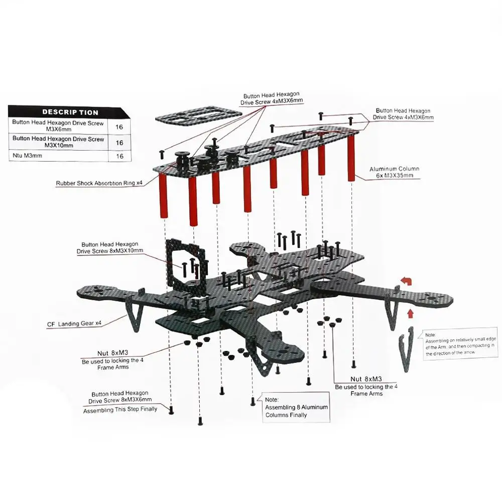 ZMR250 250 250mm Carbon Fiber Quadcopter Frame Kit with 3mm thickness arm for QAV250 FPV Racing Drone