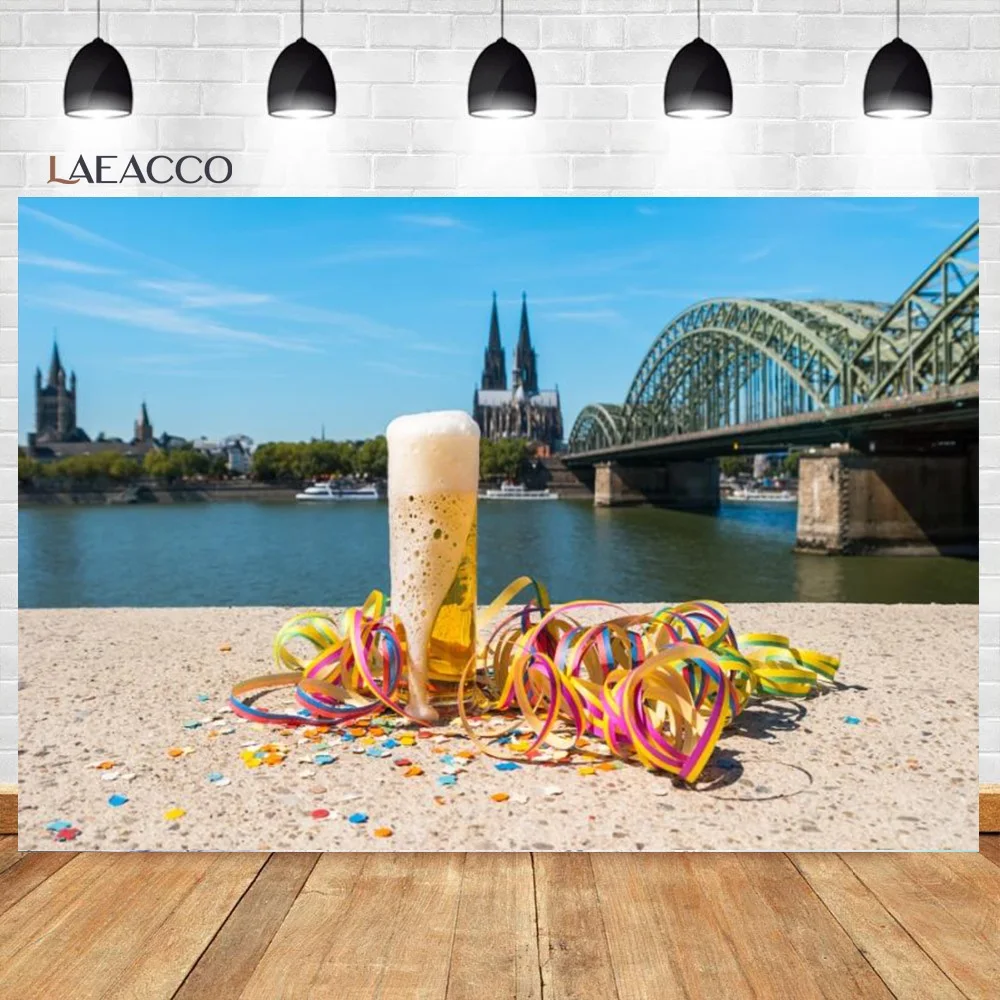 Laeacco-여름 해변 장면 사진 배경, 크루즈 선박 코코넛 나무 경치 좋은 배경 사진 스튜디오