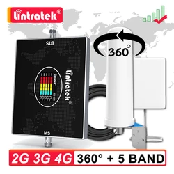 Linratek Five Band 2G 3G 4G Repeater LTE B20 800 900 1800 2100 2600Mhz B7 B28 700 Cellular Amplifier Signal Booster Antenna Kit