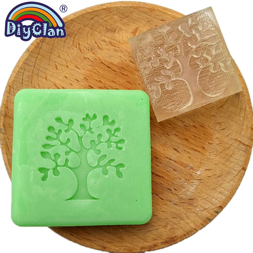 Heart Tree Design Handmade white Resin Soap Stamp Stamping Soap Mold Craft Drop soap chapter