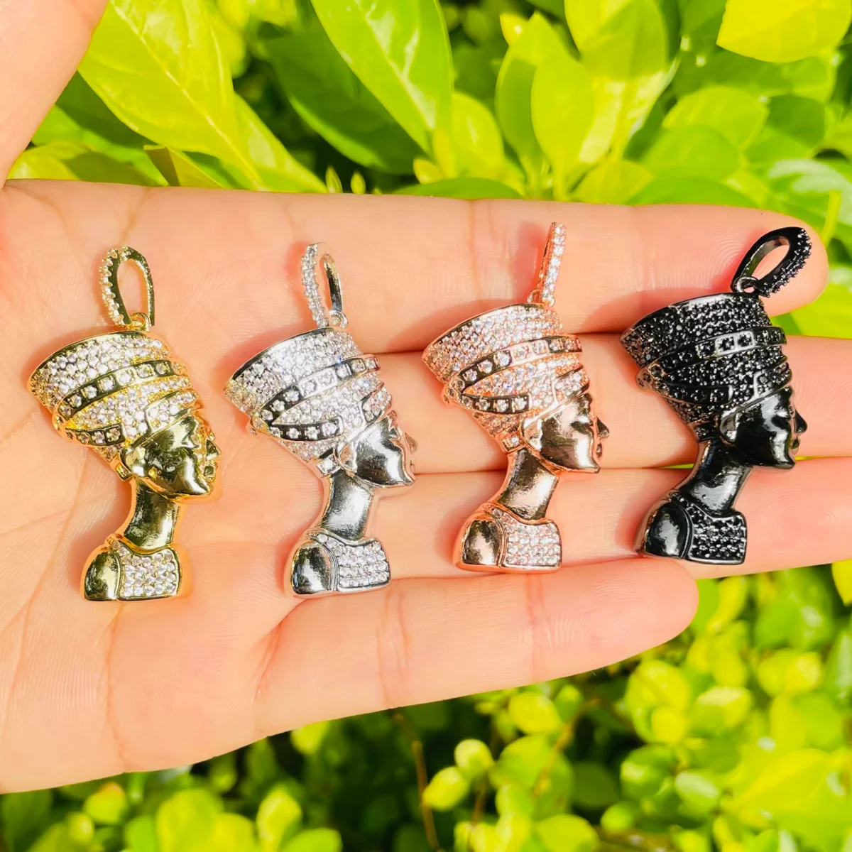 5pcs 3D Egyptian Queen Nefertiti Pendant Charm for Women Bracelet Girl Necklace Making Religious Jewelry DIY Accessory Wholesale