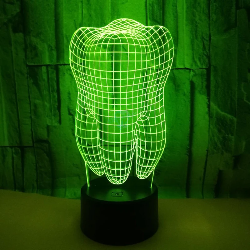 Teeth Type Colorful 3D Led Lamp 3D Tooth Gradient Light Dental Clinic Artwork Artware Dental Shows Birthday Christmas Gift