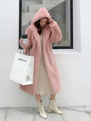 Winter New High-end Fashion Fur Coat Plush Fur Warm Leisure Jacket Female Imitation Mink Thick Long Hooded Large size Coat