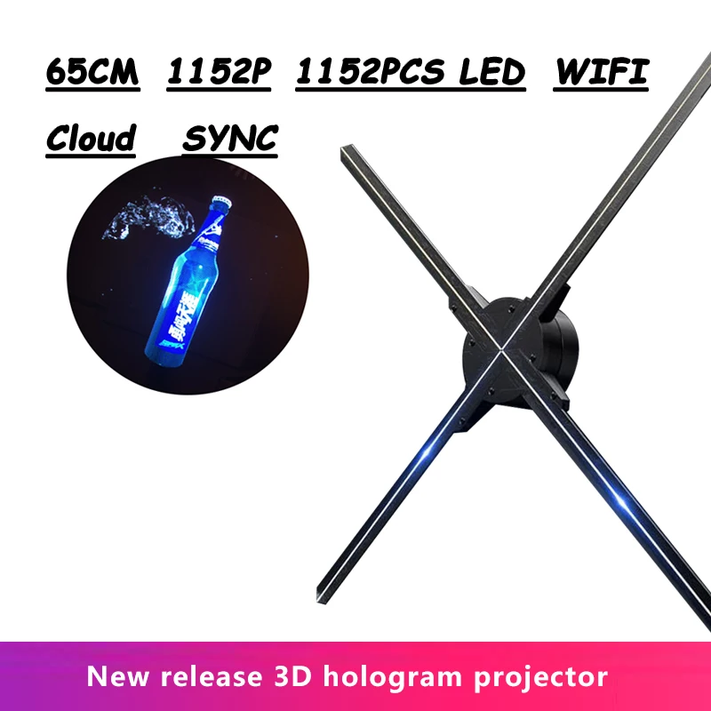 Imagem -06 - Led Holographic Fan Display Projetor Fan Publicidade Luz Wi-fi 65cm 1152 Pcs 768 Pcs 3d