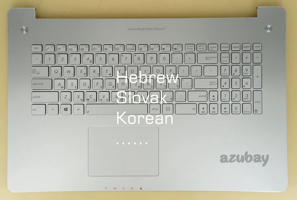 Hebrew Slovak Korean Keyboard W/ Palmrest Case Top Cover For Asus N750JK N750JV R750JK R750JV, Backlit / No, Silver