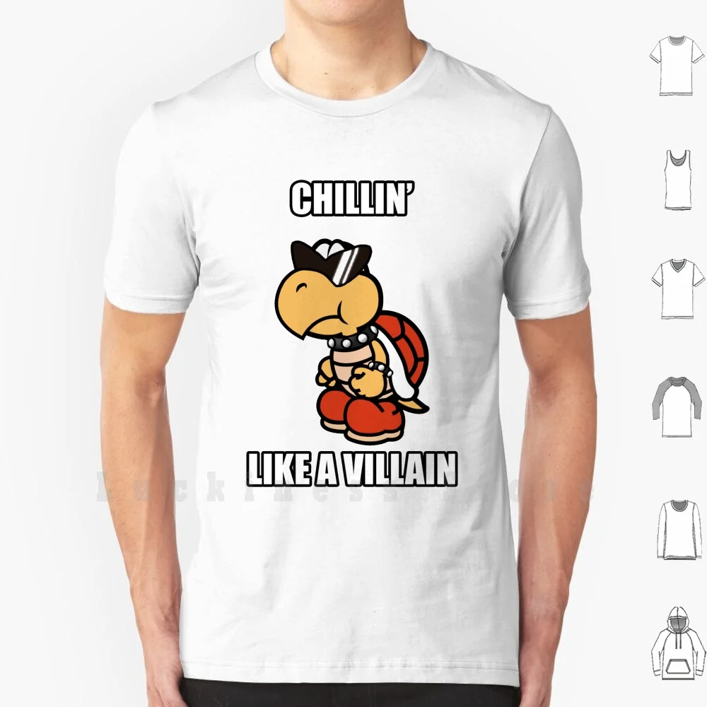 Chillin' Like A Villain Koopa T Shirt Big Size 100% Cotton Koopa Luigi Paper Koopa Sunglasses Chilling