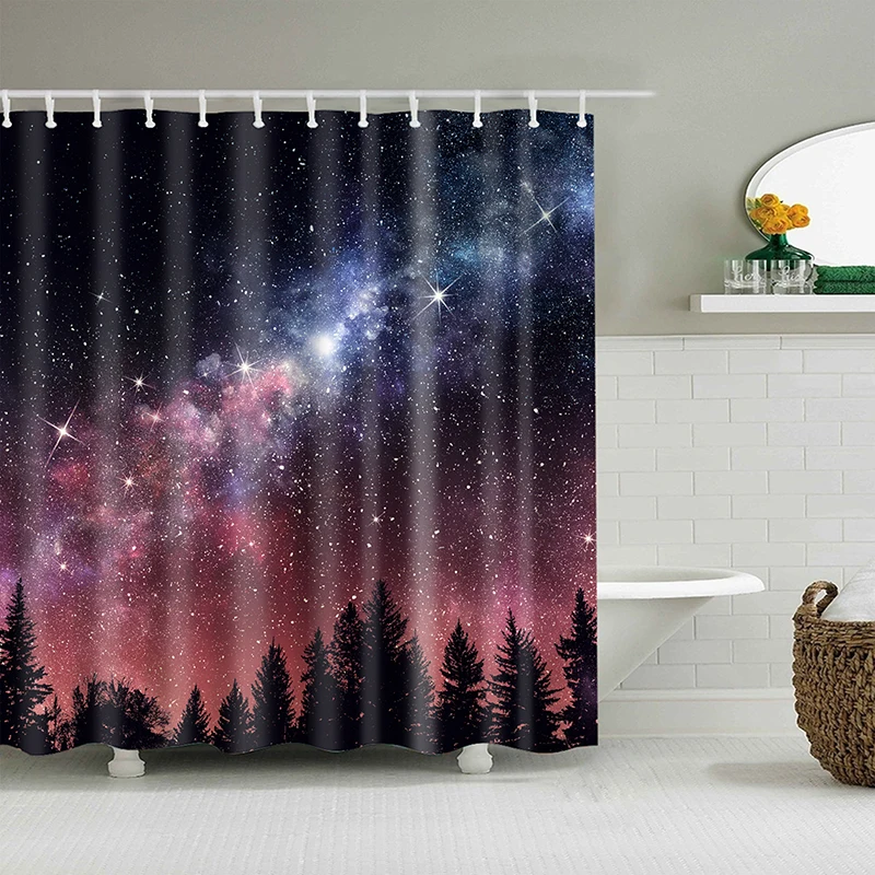 Forest Heavy Fog Scene Shower Curtains Fabric Polyester Bath Curtain With Hooks 3d Printed Natural Landscape Bathroom Curtains