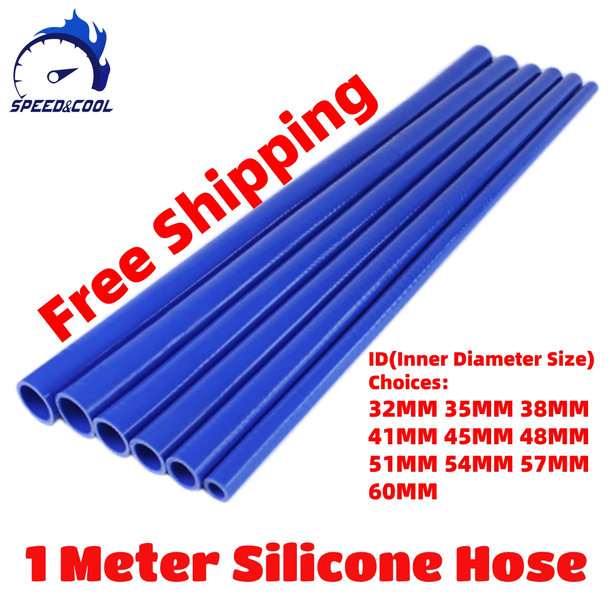 1 Meter Length Straight General Silicone Coolant Intercooler Pipe Tube Hose ID 32MM 35MM 38MM 41MM 45MM 48MM 51MM 54MM 57MM 60MM