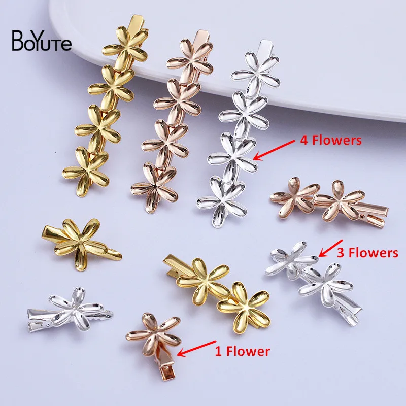 BoYuTe (20 Pieces/Lot) Metal Iron Five-Petal Flower Hair Clip Base Korean Style DIY Handmade Hair Accessories Materials