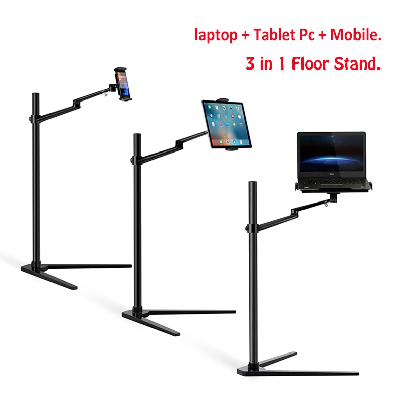 UP-8A Multifunction 3 in1 Computer Floor Stand forLaptop/Tablet PC/Smartphone Holder Height/Angle Adjustable with Mouse Tray