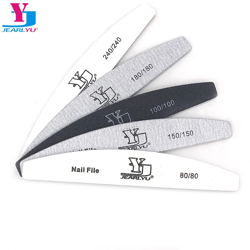 

5 Pcs/lot Moon Nail File 80/100/150/180/240 Sanding Accessories Care Limes Ongle Emery Board Buffing Polish Nail Files Tools Set