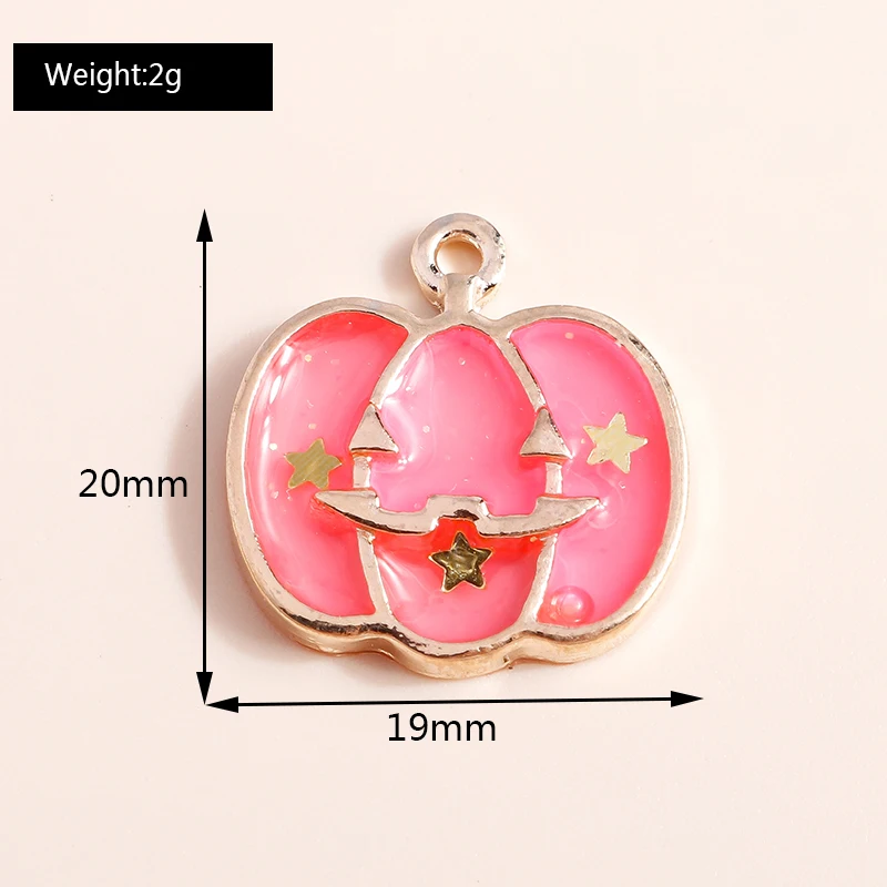 Leslie 10 stücke Emaille Halloween Charms Bonbon farbe Kürbis Charms Anhänger von Halskette Ohrringe DIY Schmuck Herstellung Zubehör – Detail 4