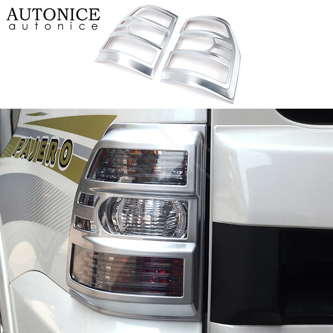 

Fit for Mitsubishi Pajero V93/V97 2007-2020 2pc Silver Taillight Tail Light Rear Lamp Cover 5Door