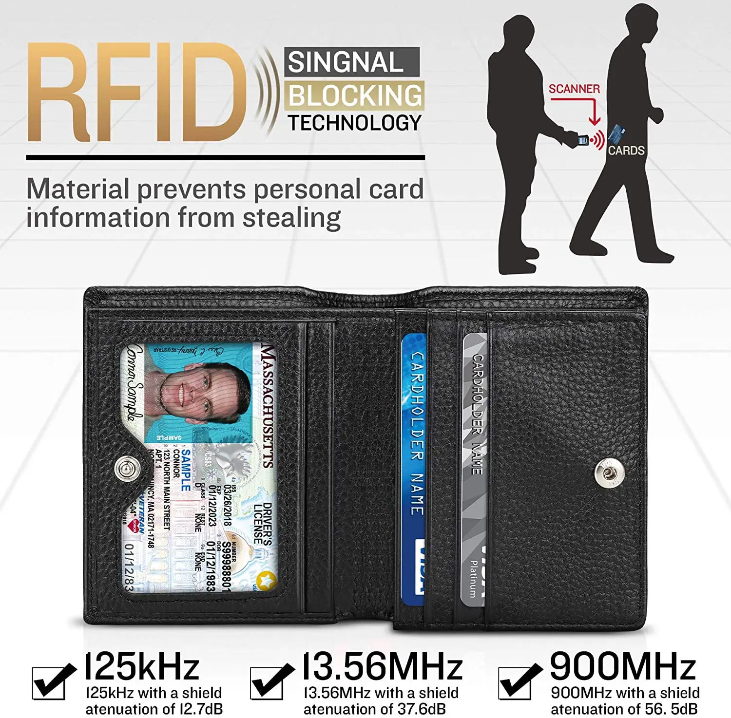 Casual Soft Genuine Leather Wallet Men RFID Black Purse Coin Card Holder