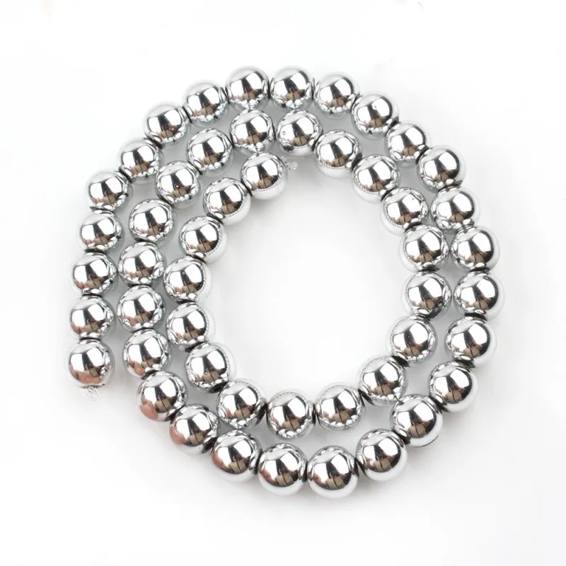 AAA Natural Stone Beads Silvers Plated Hematite Beads For Jewelry Making 15inch 3/4/6/8/10mm Round bedas Diy Bracelet