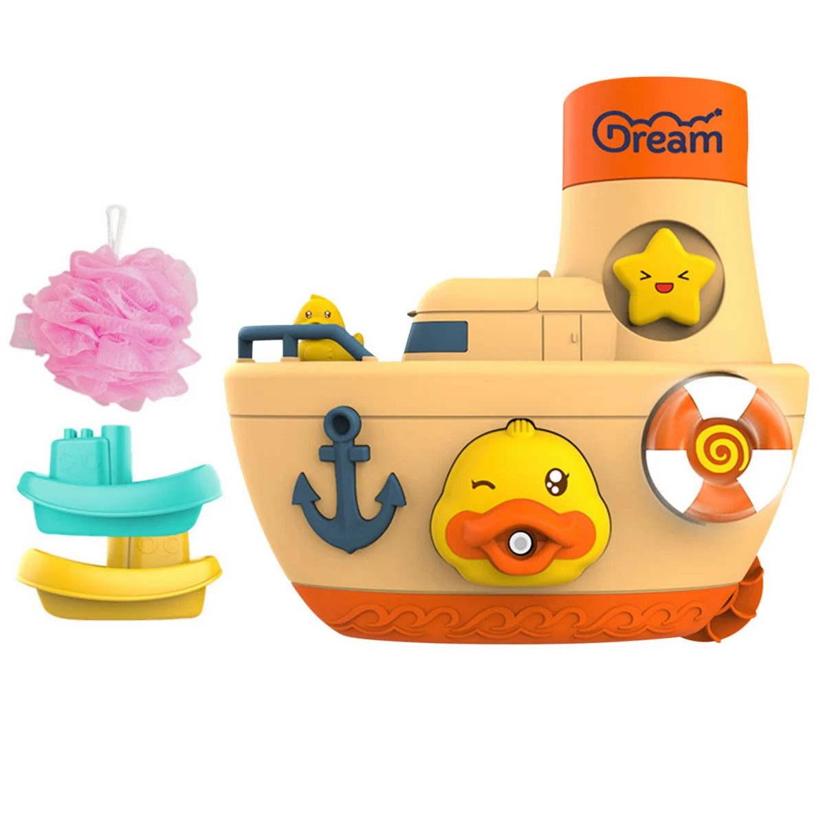 Bateau de canard de bain pour enfants, bulle de soleil, jouets de baignoire, aspiration standardisée, rotation et débit, douche d'été, cadeau de Noël pour bébé