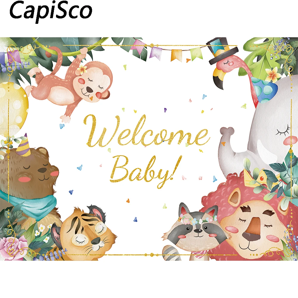 Capisco Safari Jungle Animals Baby Shower Birthday Wild One Party Decorations Photography Backdrops Customize Photo Background