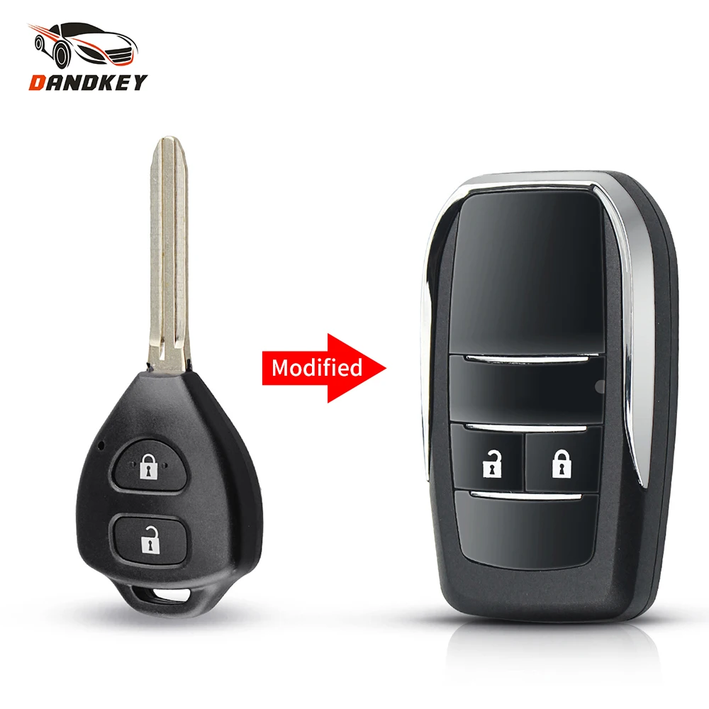 

Dandkey For Toyota Avlon Crown Corolla Camry RAV4 Reiz Yaris Prado Modified Flip Remote Key Shell Case Toy43 Fob 2/3/4 Buttons