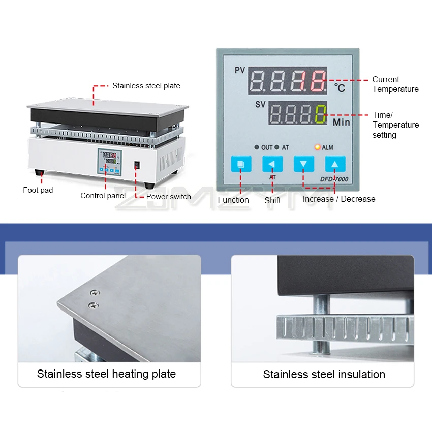 1200W Electronic Hot Plate Heating Station Platform Digital Thermostat Platform Preheating Station Stainless Steel Preheater