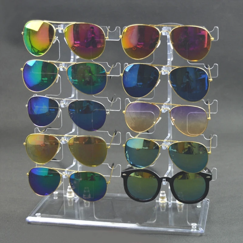 HOT 1 Set Two-row Glasses Holder Display Double-row 10-pair Glasses Display Stand for Personal Use on a Dresser Commercial