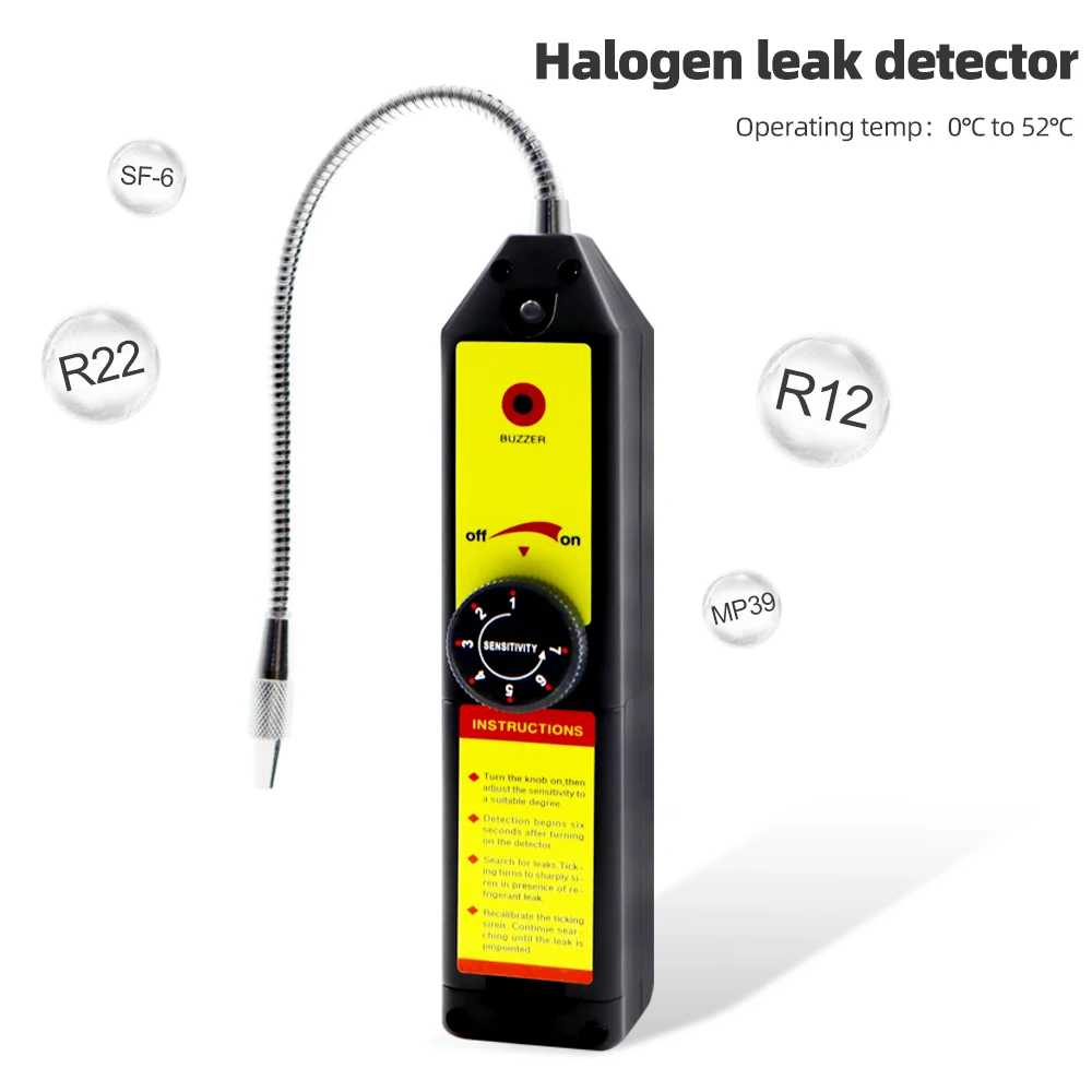 Refrigerant Leak Detector Halogen Gas Leak Detector 7-Level Adjustable Sensitivity CFCs HCFCs HFSc Leakage Tester