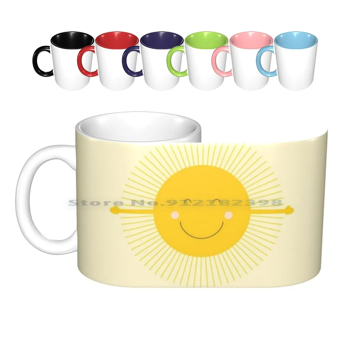 Hugged By The Sun Ceramic Mugs Coffee Cups Milk Tea Mug Sun Sun Salutation Hug Love Warmth Yellow Greeting Carolinadelight I