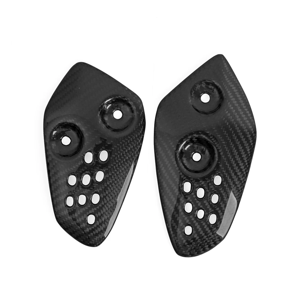 Real Carbon Fiber Motorcycle Heel Guard Rearset Plate Foot Peg Protector Overlay Gloss For Yamaha FZ-07 MT-07 MT07 2013 - 2022