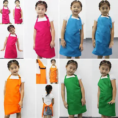 Limit 500 New Kids Apron Child Painting Cooking Baby Pinafore Solid Color Kitchen Hot Sale Toddler Clean Aprons