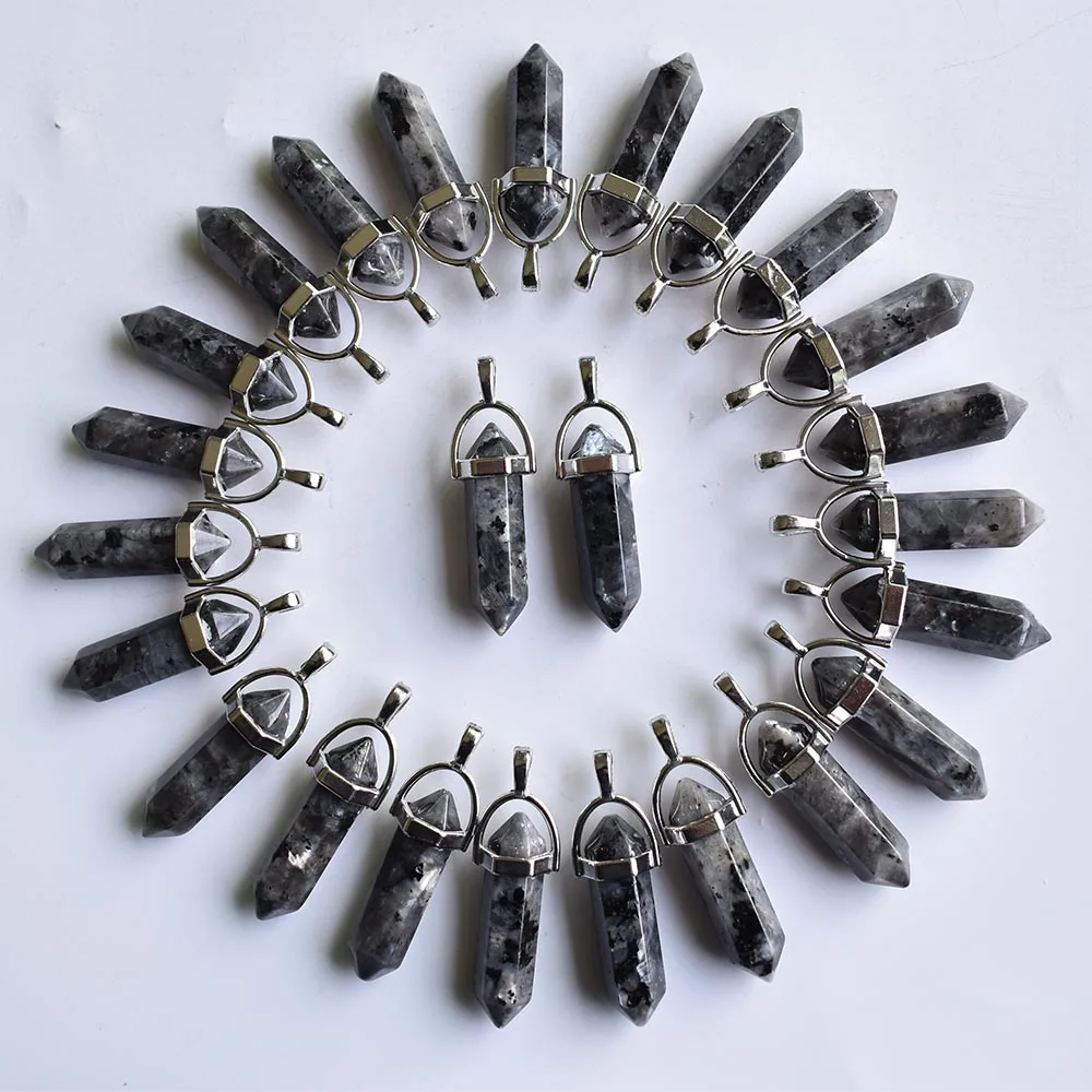 Natürliche schwarze ShimmerStone-Säulenform-Anhänger, Chakra-Anhänger für die Schmuckherstellung, 30 Stück/Los, Großhandel, kostenloser Versand. – Detail 1
