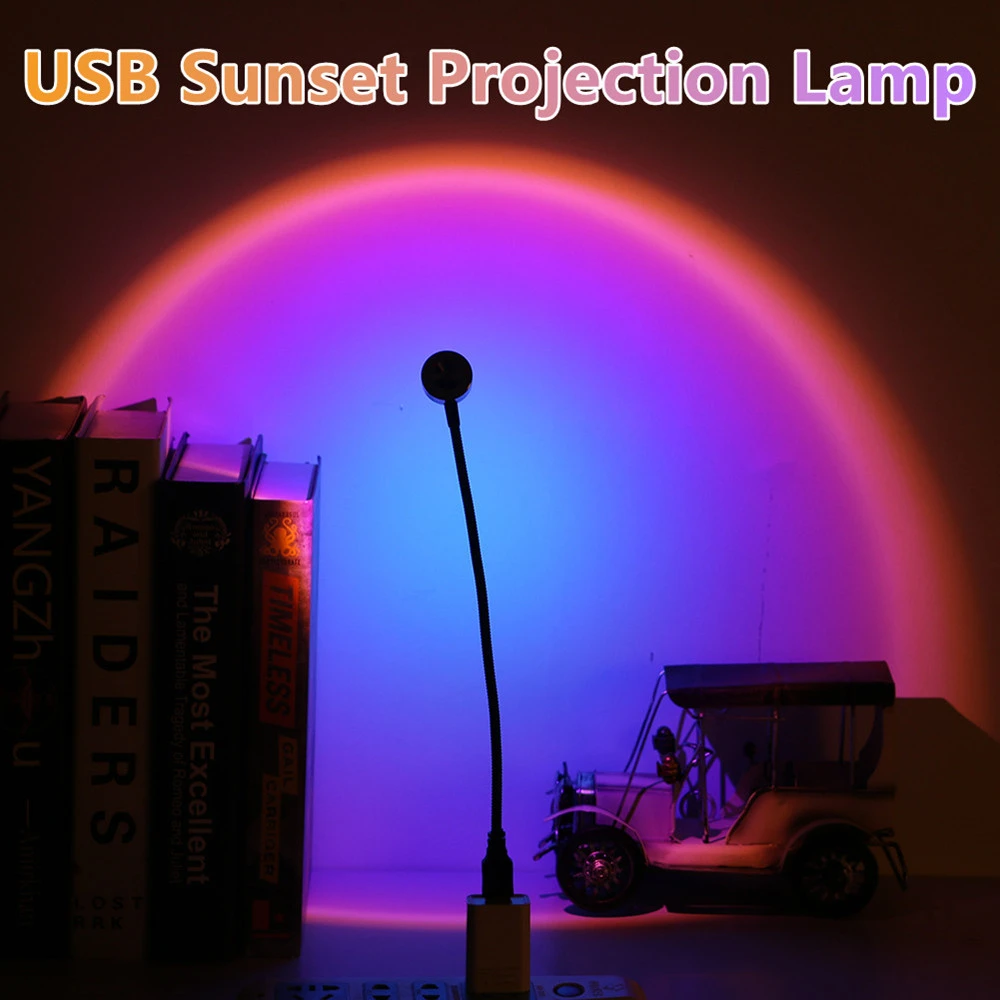 Sunset Light Projector Lamp LED Night Light USB Rainbow Lamp Projection Light Atmosphere Lighting Home Bedroom Decor Nightlight