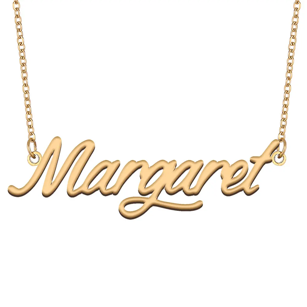 Margaret Name Necklace Women Personalized Stainless Steel Jewelry Gold Plated Nameplate Pendant Femme Mothers Girlfriend Gift