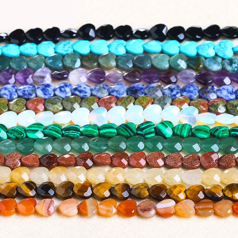 Natural Stone Heart Faceted Loose Spacer Beads For Jewelry Making DIY Accessorries Bead For Bracelet For Women Gifts