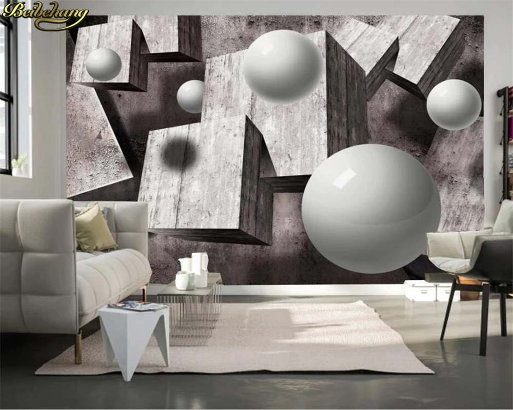 

beibehang Custom 3d wallpaper mural 3D three-dimensional personality geometric cement brick wall ball tooling background wall