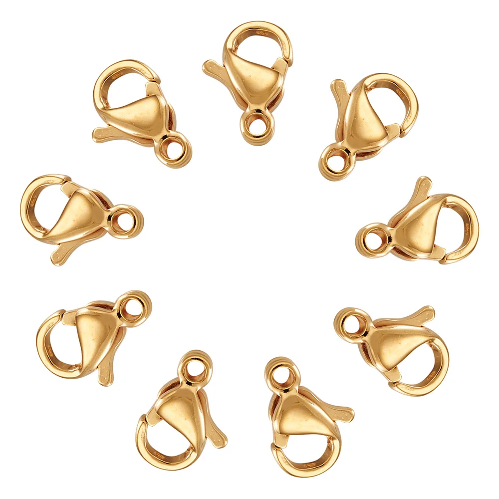 

100Pcs 304 Stainless Steel Lobster Claw Clasps Real 24K Gold Plated For Bracelet Necklace Chain DIY Jewelry Making Findings