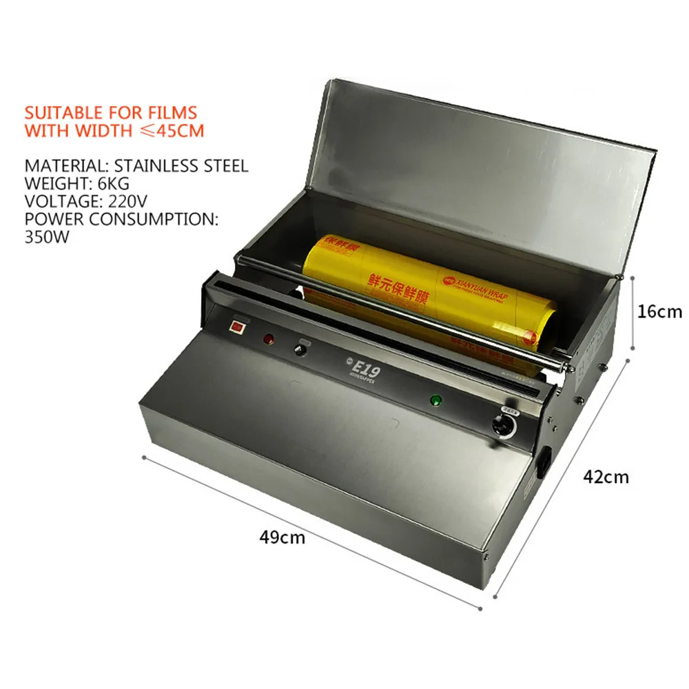 350 واط فاكهة من الفولاذ المقاوم للصدأ الخضار غشاء تغليف ماكينة تغليف الجدول سوبر ماركت التجارية آلة الختم الكهربائية 220 فولت