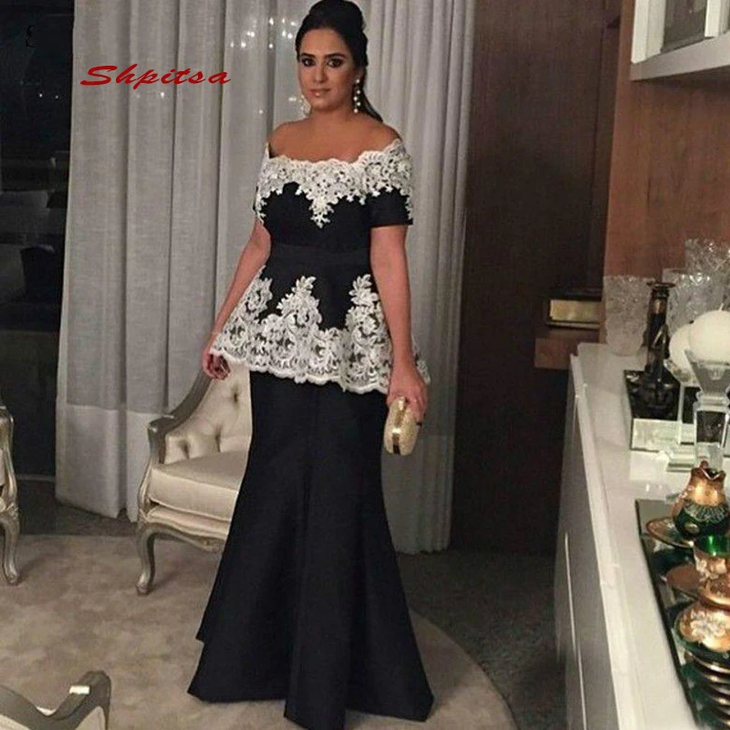 

Black Lace Mermaid Mother of the Bride Dresses Gowns for Weddings Plus Size Formal Godmother Dinner Groom Long Dresses