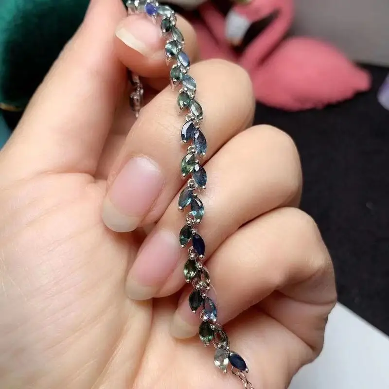 سوار من الفضة الإسترليني عيار 2021 بتصميم ياقوت طبيعي كلاسيكي ، سوار 925x5 مللي متر LOVER-01 ، 2.5