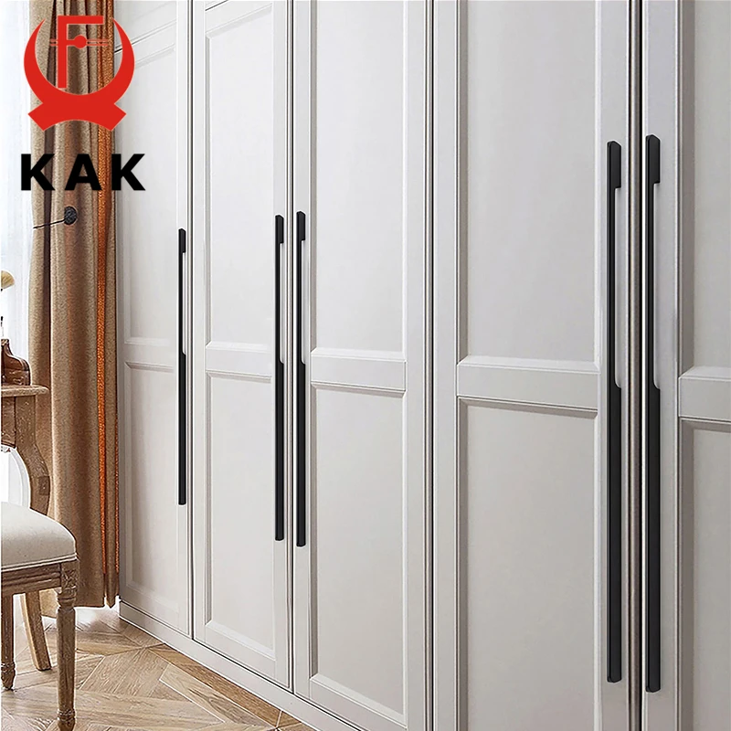 KAK American Black Long Furniture Handle 1200mm Cabinet Handles Gold T Bar Pulls Aluminum Alloy Cupboard Drawer Knob Hardware