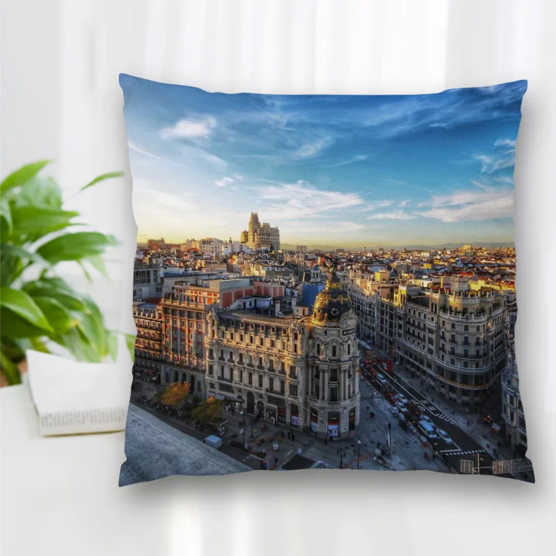 Custom Fuente de cibeles Pillow Slips Polyester Decorative Pillowcases Zipper Pillow Case Pillowcase Cover Square 40x40cm