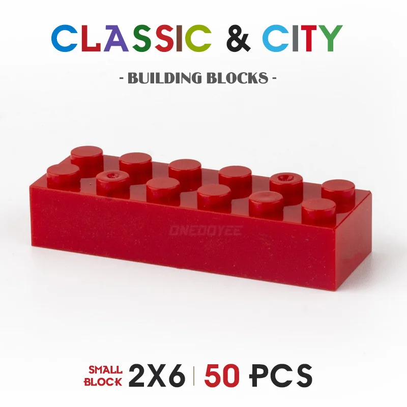 2x6 50pcs Mix Color DIY Classic Education Building Blocks Compatible With Assembles Particles Creative Gifts For Boys And Girls