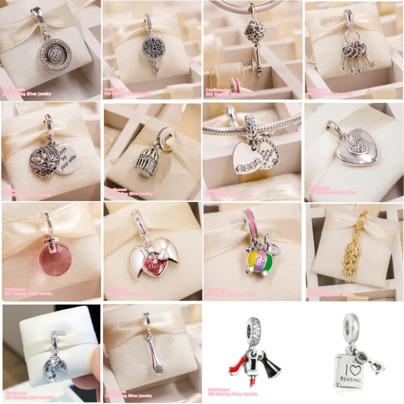 

100% 925 Sterling Silver Beads Heart Keys of Love Free as a Bird Always By Your Side Spinning Brand Logo Signature Dangle Charm