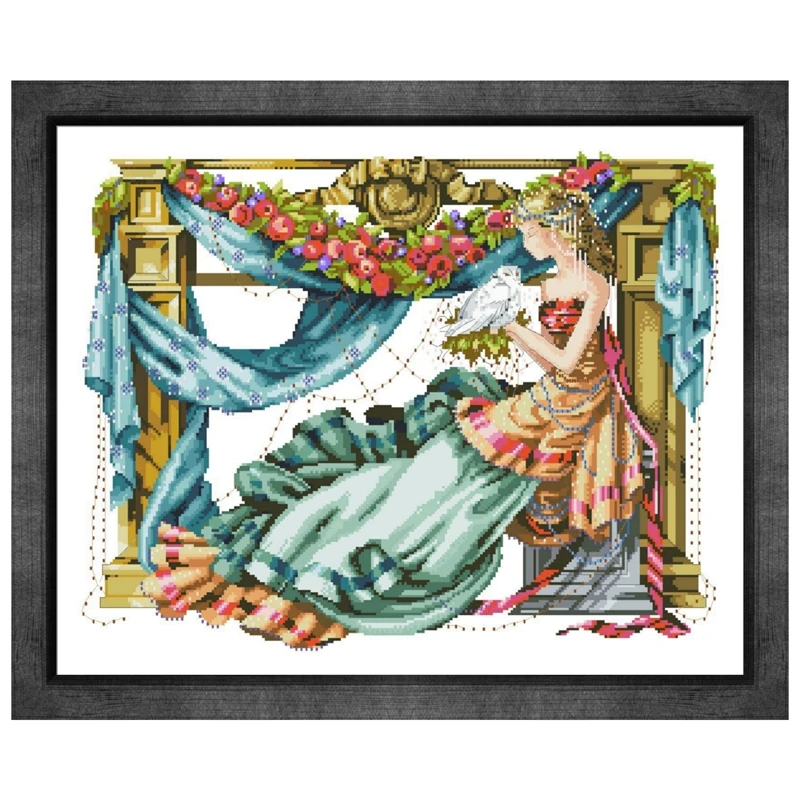 Fairy and dove cross stitch kits fairy aida fabric 18ct 14ct 11ct unprint canvas cotton thread embroidery kits DIY craft set