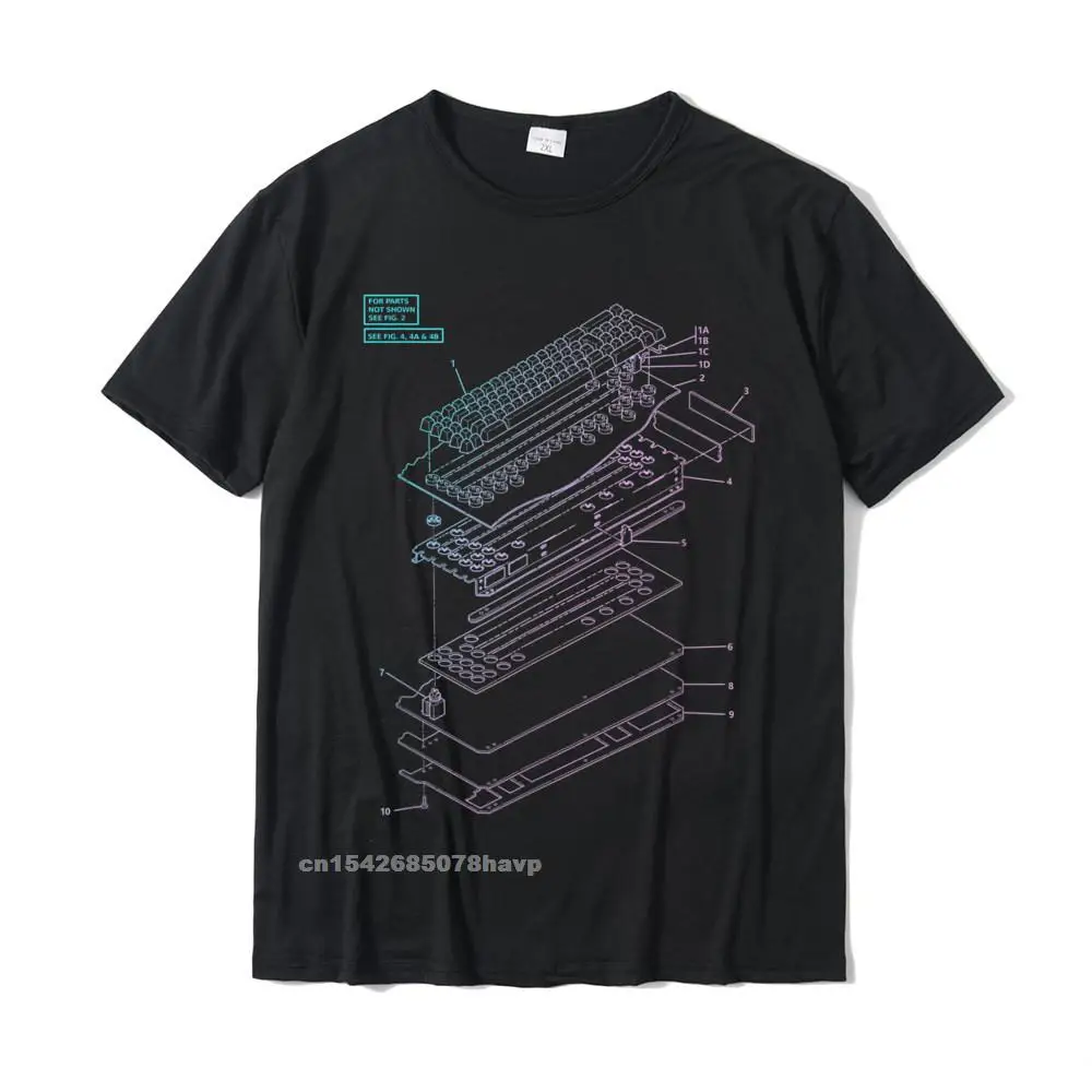 Mechanical Keyboard Patent Drawing Graphic Design Art T-Shirt Tees High Quality Design Cotton Boy Tshirts Classic