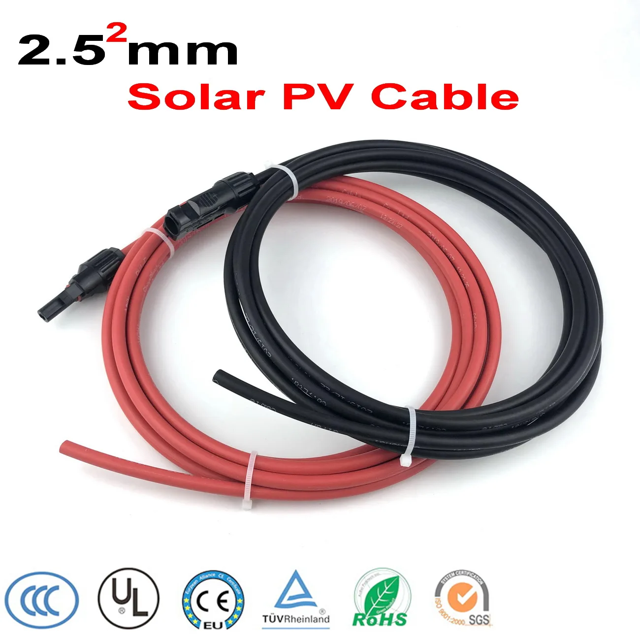 1 paar Solar Panel Verlängerung Kabel Kupfer Draht Schwarz und Rot mit Stecker Solar PV Kabel 2,5 mm2 14 AWG solar kabel