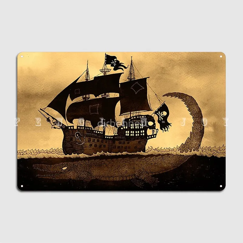 Tick Tock The Croc And Jolly Roger Poster Metal Plaque Pub Design Wall Garage Decoration Tin Sign Poster