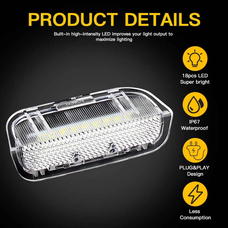 2PCS For Cayenne Macan Palamera Touareg LED trunk cover light Rear door floor light warning light 600k White 12v